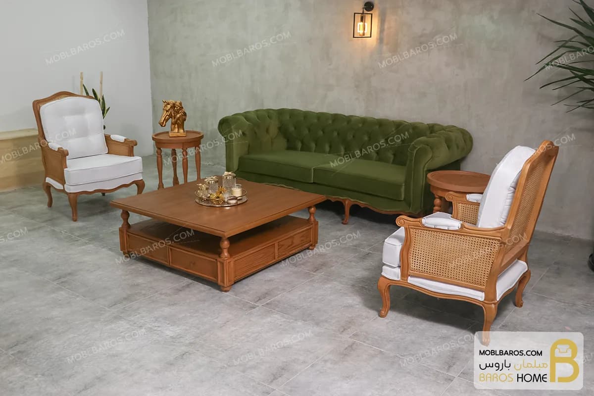 مبلمان ۵ نفره ترکیبی کلاسیک و راحتی جورجیا و فرانسوی — تصویر ۲