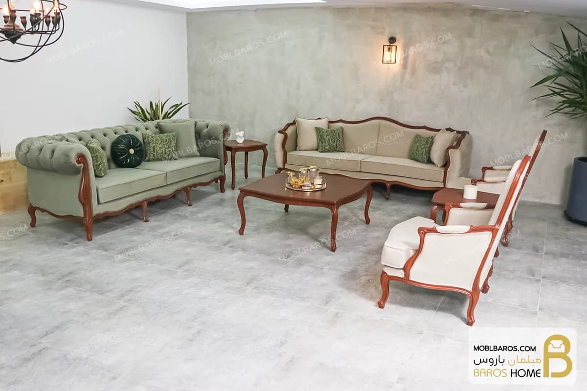 ست مبلمان ترکیبی ابزاری و چستر نیکا و مبل فرانسوی — تصویر ۲
