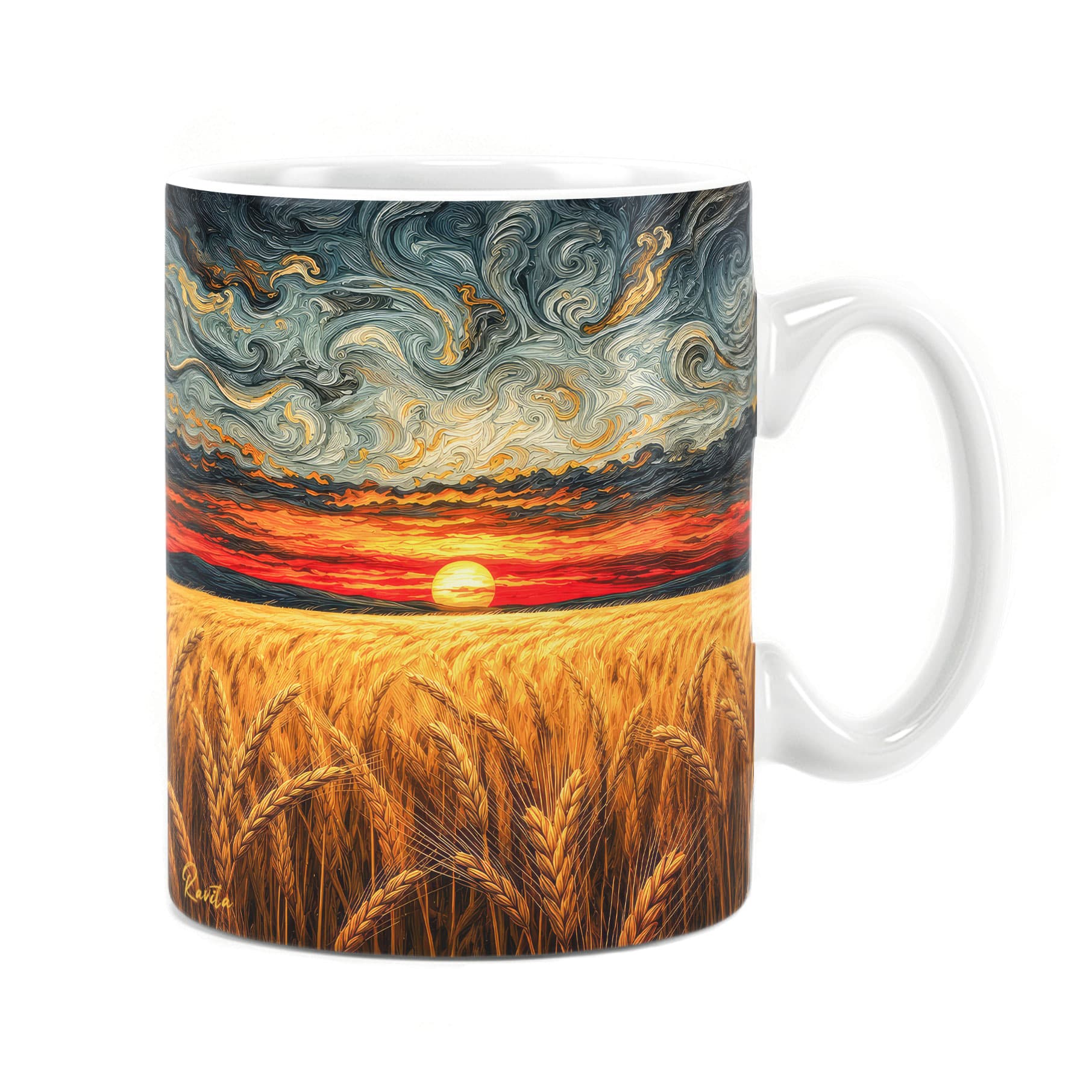 ماگ راویتا طرح غروب طلایی در گندمزار- Golden Sunset Over the Wheat Field کد 3949