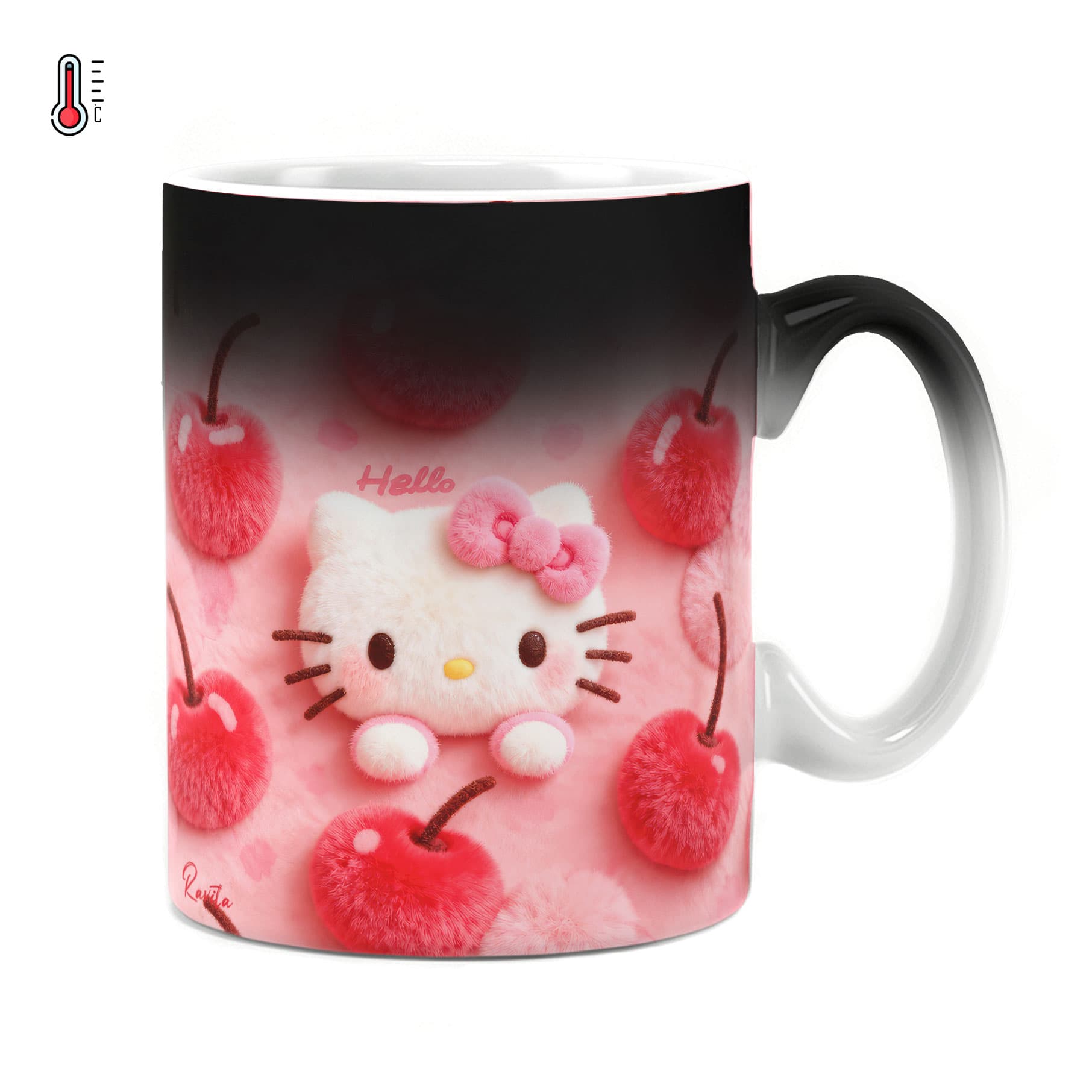 ماگ حرارتی راویتا طرح هلو کیتی و گیلاس‌های صورتی – Hello Kitty & Pink Cherries کد 3948