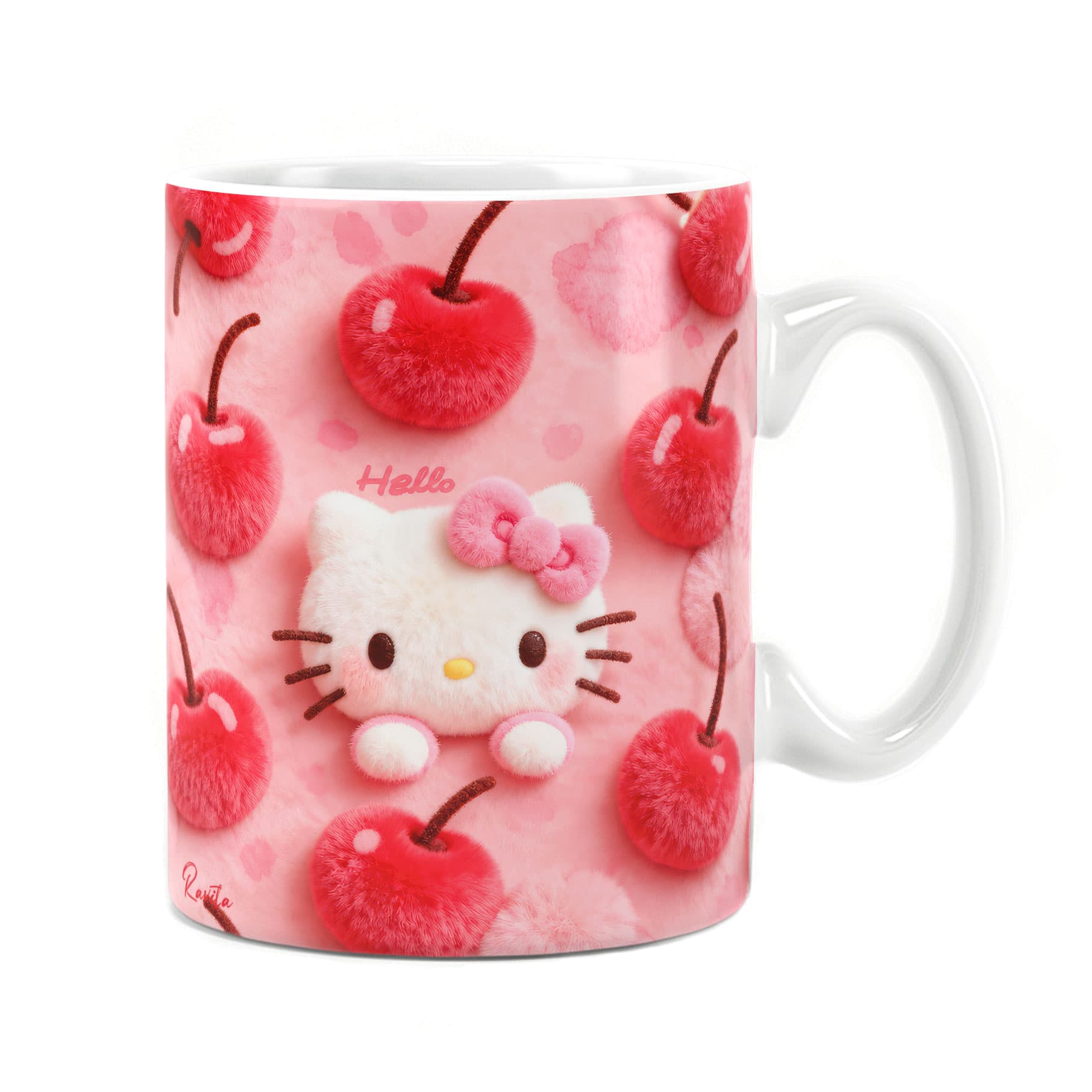 ماگ حرارتی راویتا طرح هلو کیتی و گیلاس‌های صورتی – Hello Kitty & Pink Cherries کد 3948 — تصویر ۴
