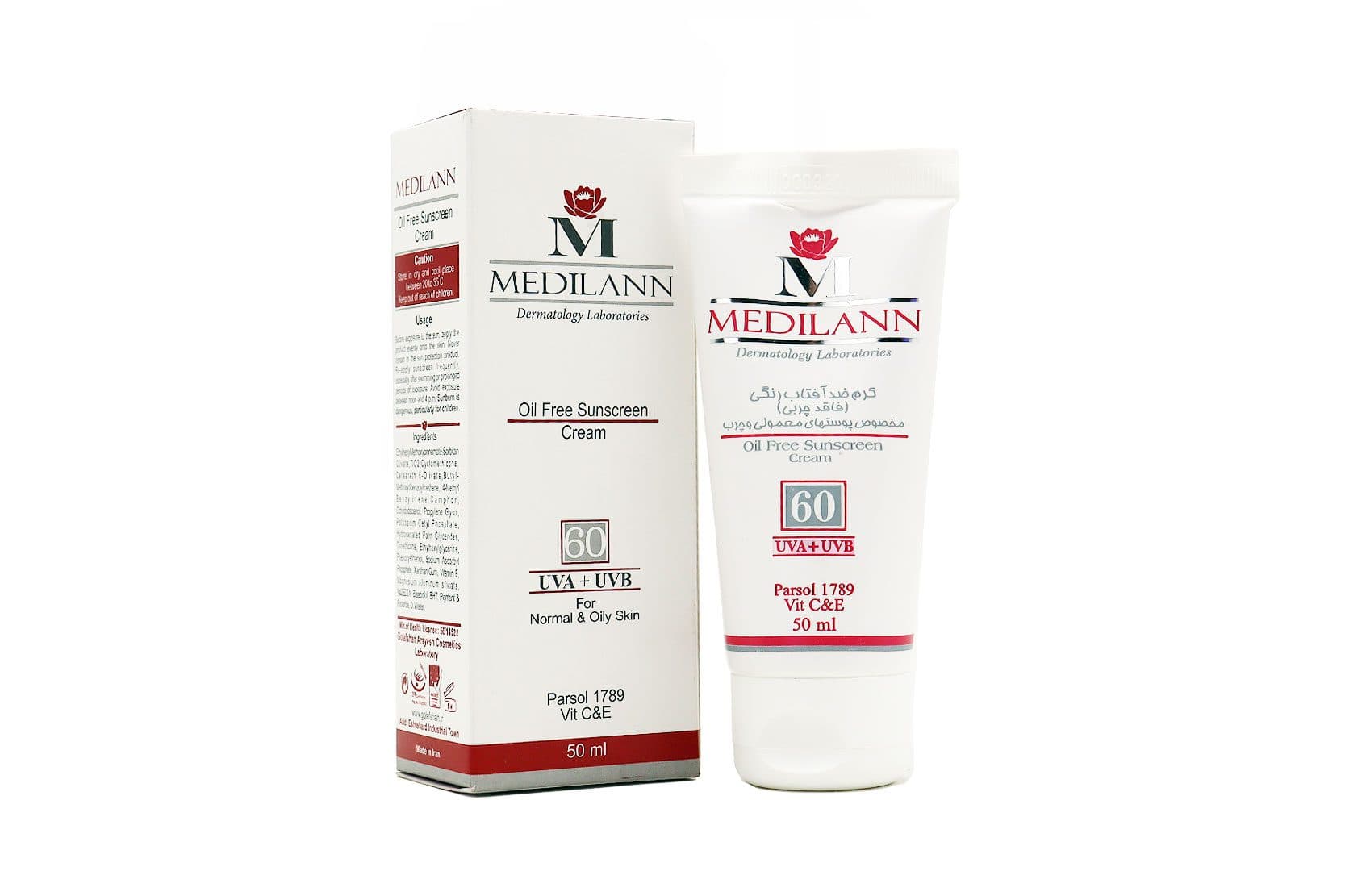 کرم ضد آفتاب SPF60 رنگی مدیلن 50 میلی لیتر