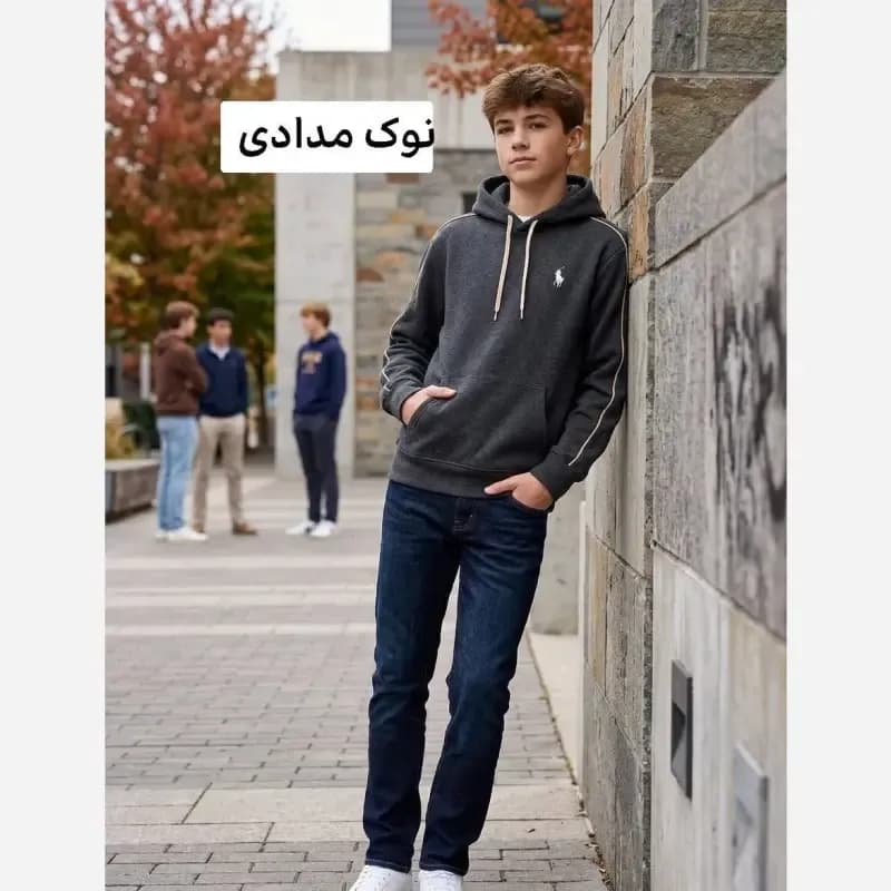 هودی پنبه داخل کرکی ضخیم اسپرت رنگی سایز 60 تا 70 — تصویر ۴