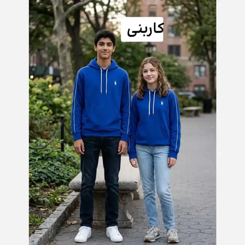هودی پنبه داخل کرکی ضخیم اسپرت رنگی سایز 60 تا 70 — تصویر ۲