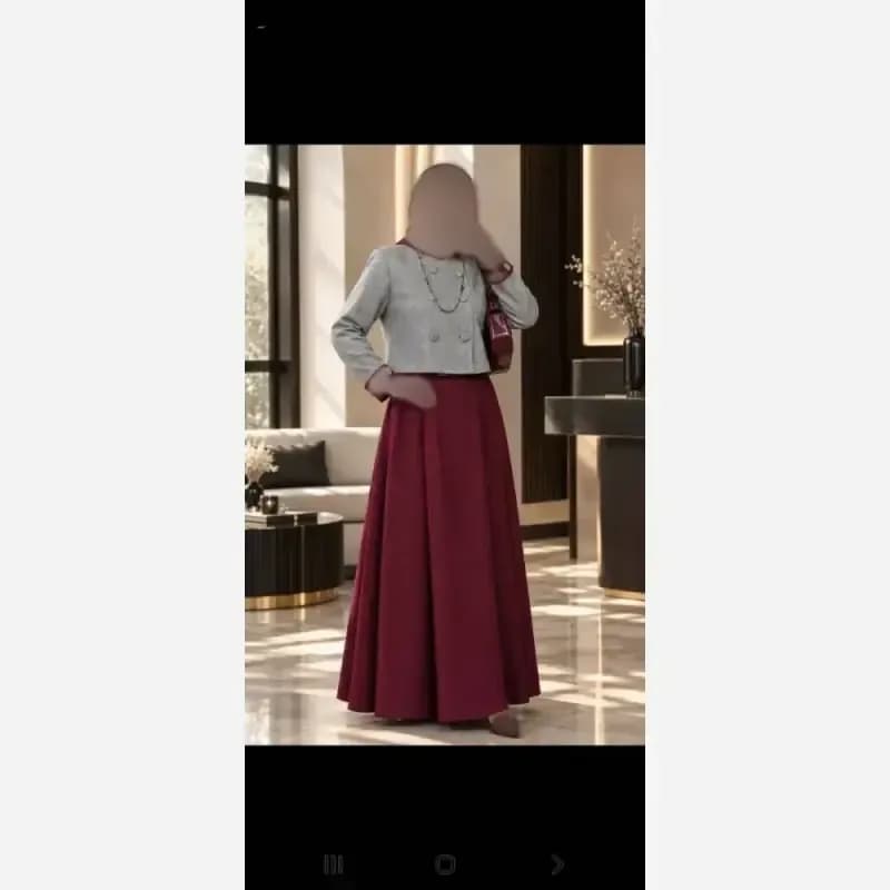 ست کراپ و دامن دخترانه کت فوتر و دامن مخمل کبریتی — تصویر ۲