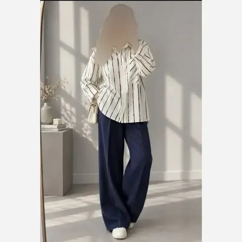 شومیز راه راه جنس بوگاتی قد 75 — تصویر ۵