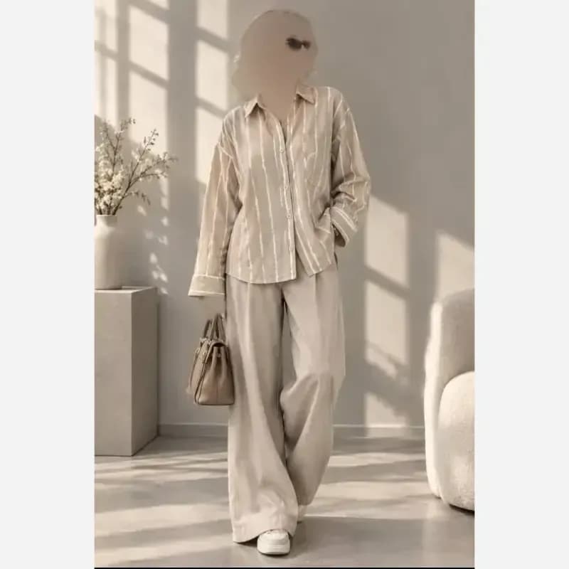 شومیز راه راه جنس بوگاتی قد 75 — تصویر ۴