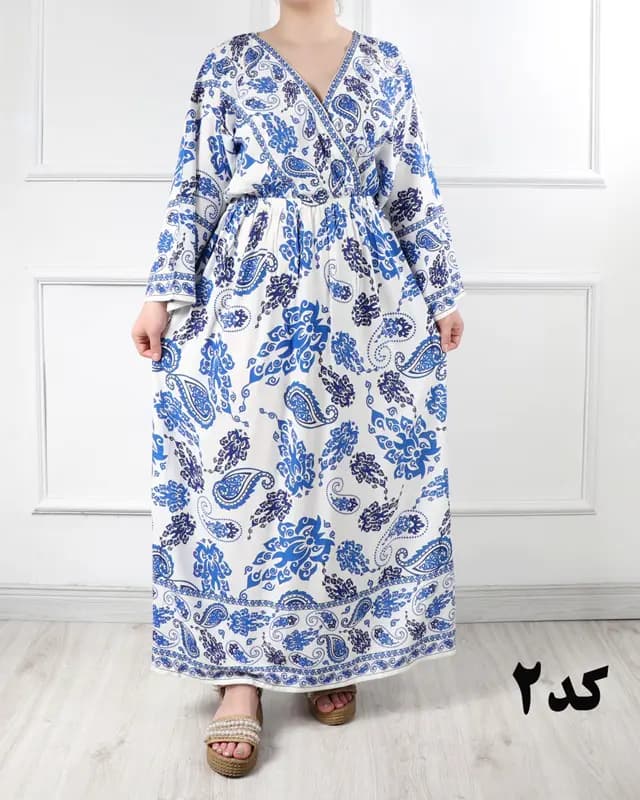 پیراهن زنانه بلند آبی خنک 402869 A