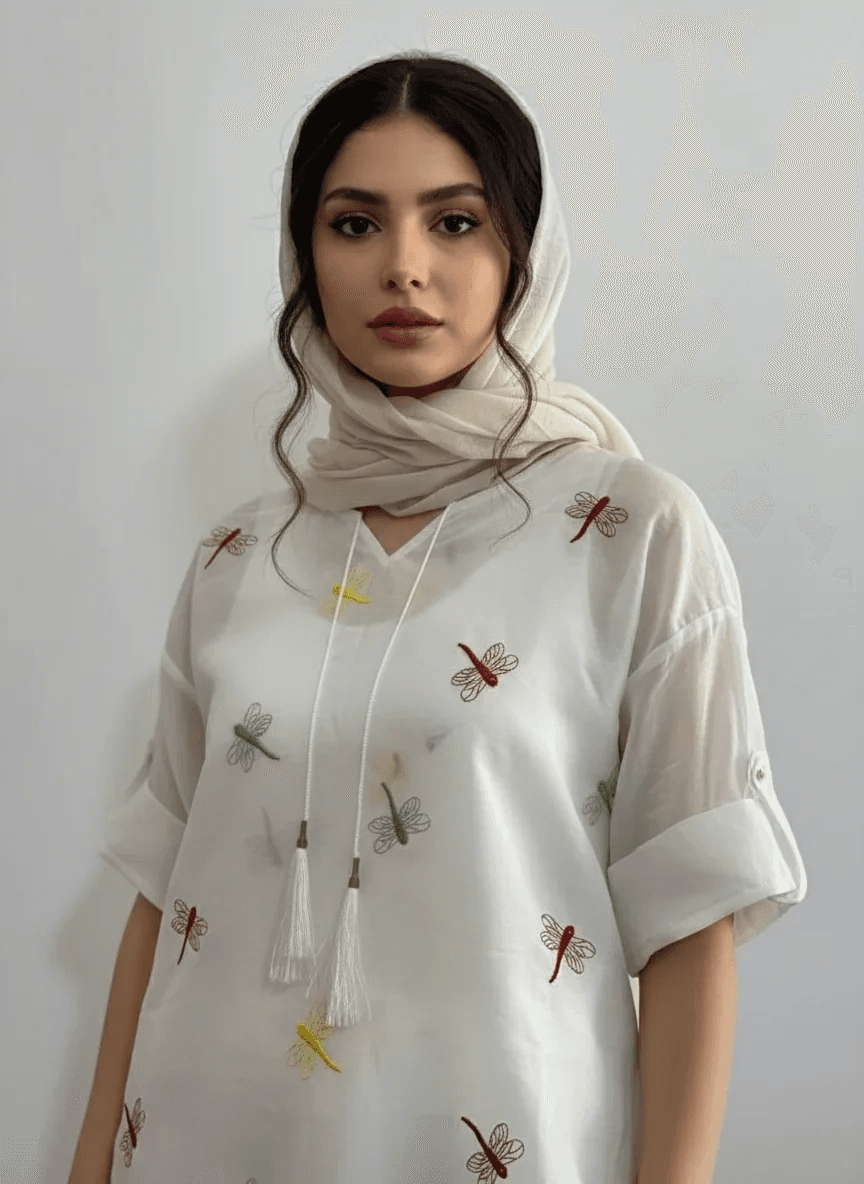 شومیز زنانه و دخترانه گلدوزی سنجاقک 40174