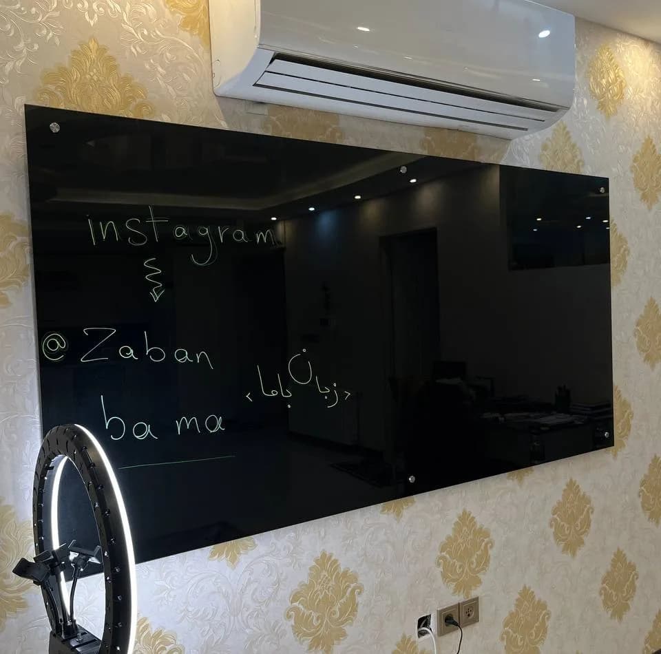 تخته وایت برد شیشه ای مدل سکوریت کد s150t6 سایز ۱۵۰×۹۰ سانتی متر — تصویر ۳