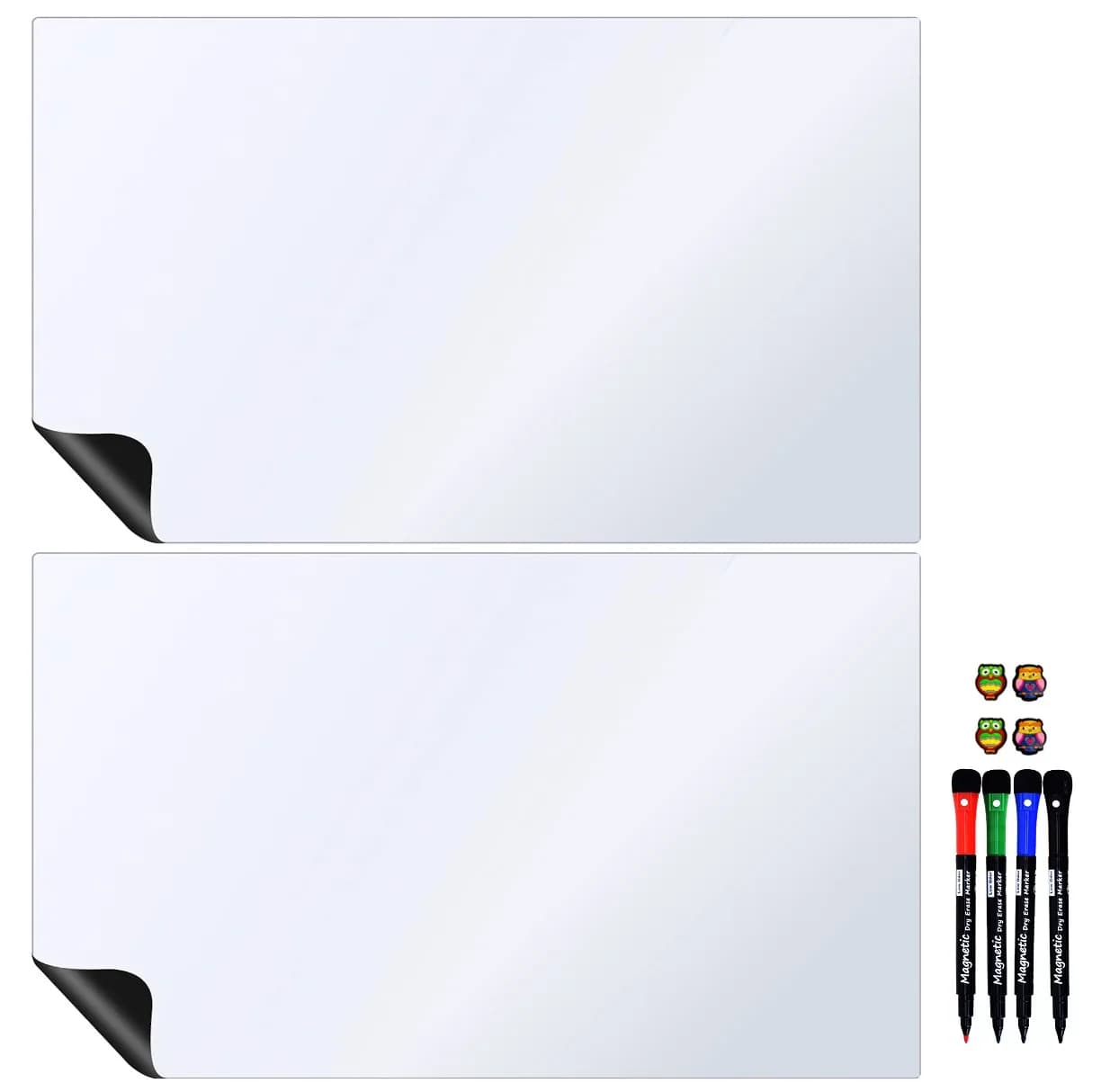 تخته وایت‌برد هوم اند فریج مدل TWIN A2 سایز 60×40 سانتی‌متر به همراه ماژیک و مگنت مجموعه 10 عددی
