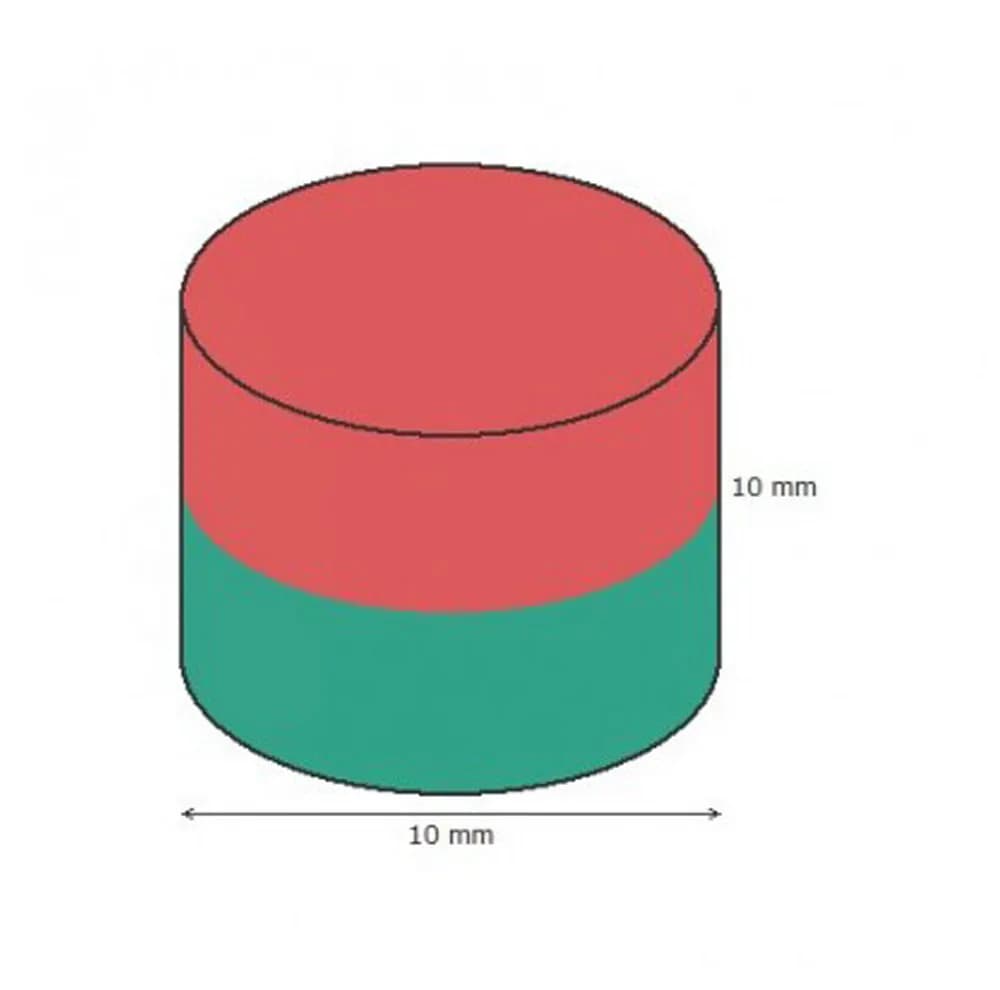 آهن ربا مدل نئودیمیوم استوانه D10x10mm بسته 4عددی — تصویر ۲