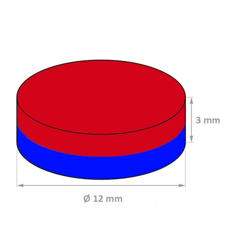 آهن ربا مدل نئودیمیوم دیسک D12x3mm بسته 10 عددی — تصویر ۲