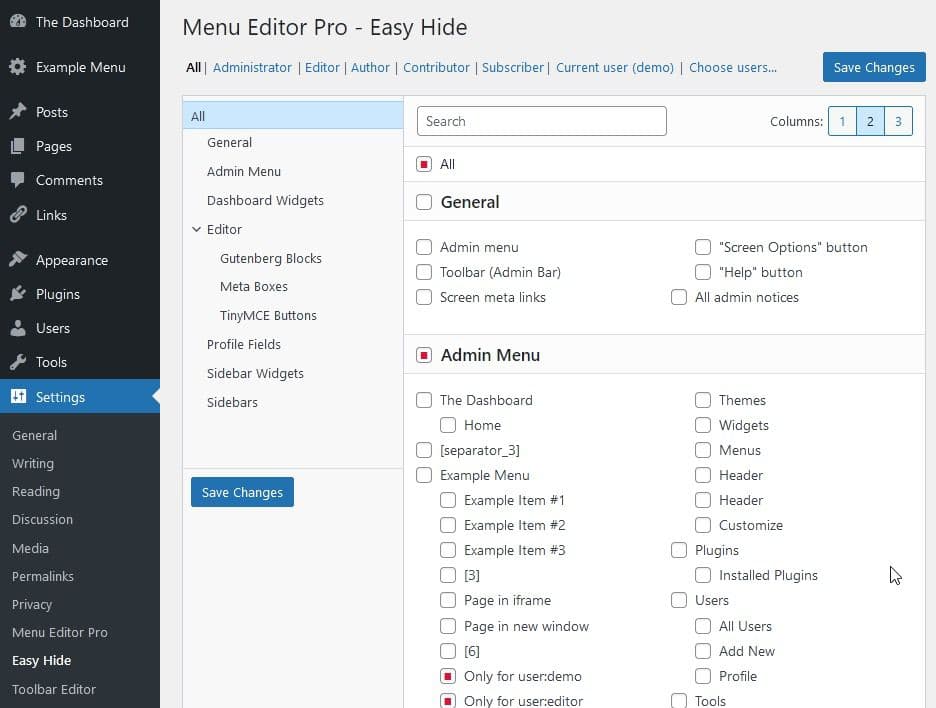 افزونه Admin Menu Editor Pro ویرایش منو مدیریت و پیشخوان وردپرس + افزودنی ها 2.23.3 — تصویر ۲