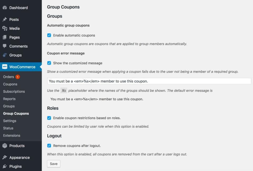 افزونه WooCommerce Group Coupons کدتخفیف اتوماتیک برای گروه کاربری خاص 2.7.0 — تصویر ۵