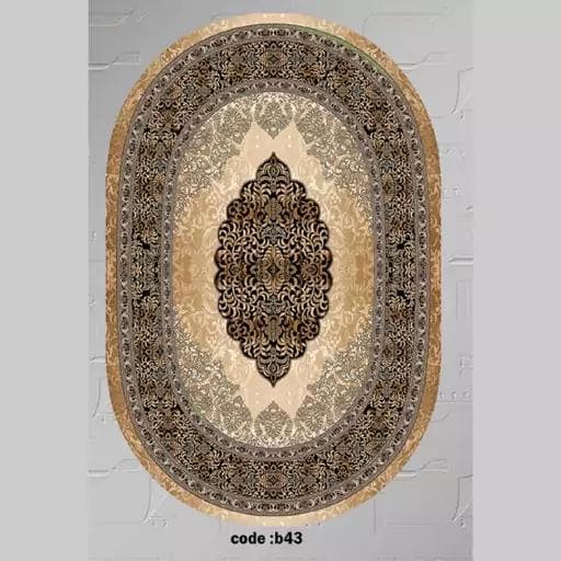فرشینه | فرش چاپی برند حسن نیا چاپی هازان ترک بیضی مدرن طرح لوکسینو کدb43 (پس کرایه)
