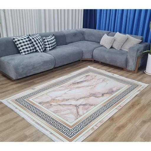 فرشینه | فرش چاپی برند حسن نیا مخمل طرح ماربل h427 (پس کرایه) — تصویر ۳
