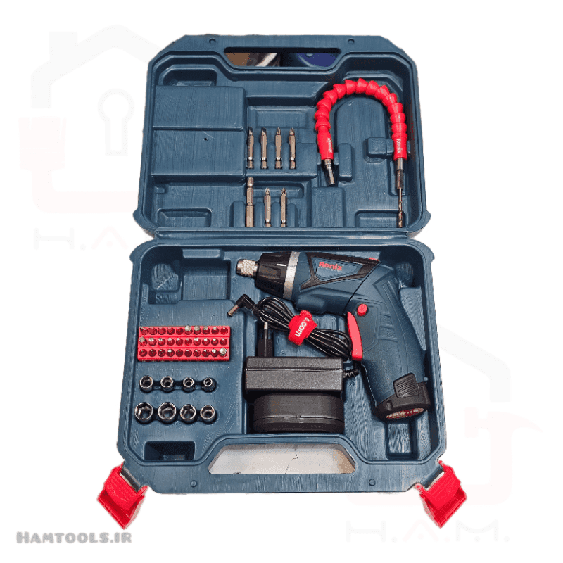کیت پیچگوشتی شارژی 49 پارچه رونیکس مدل 8572 — تصویر ۲