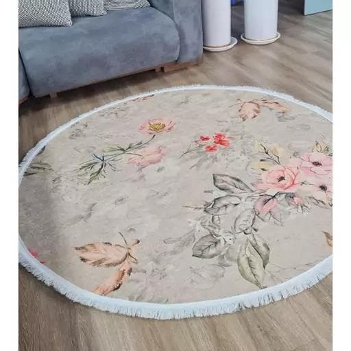 فرشینه | فرش چاپی برند حسن نیا چاپی هازان ترک دایره طرح گلM207 (پس کرایه) — تصویر ۷