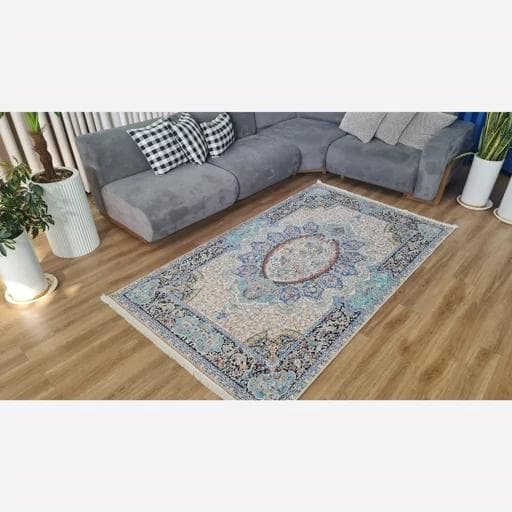 فرشینه | فرش چاپی برند حسن نیا چاپی مخمل طرح فیروزه ای (پس کرایه) — تصویر ۸