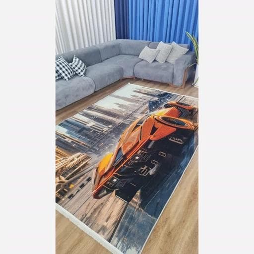 فرشینه | فرش چاپی برند حسن نیا مخمل اسپورت طرح ماشین کد G101 (پس کرایه) — تصویر ۷