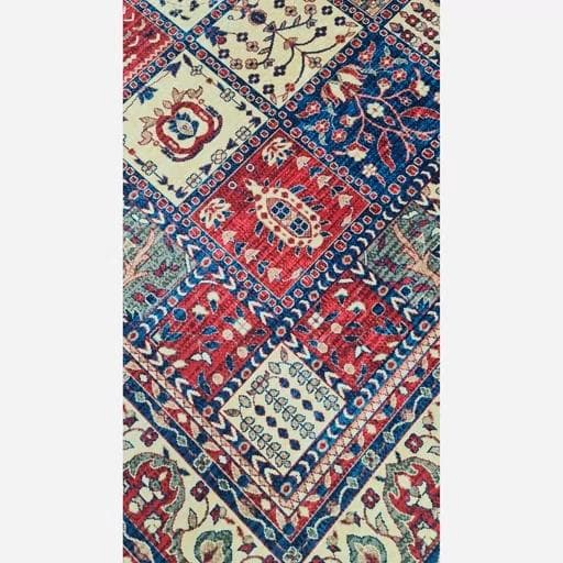 فرشینه | فرش چاپی برند حسن نیا چاپی هازان ترک طرح چهارخونه سنتی 024 (پس کرایه) — تصویر ۳