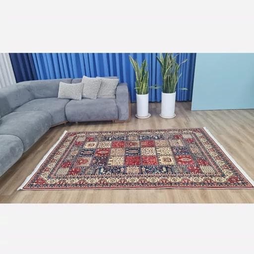 فرشینه | فرش چاپی برند حسن نیا چاپی هازان ترک طرح چهارخونه سنتی 024 (پس کرایه) — تصویر ۵