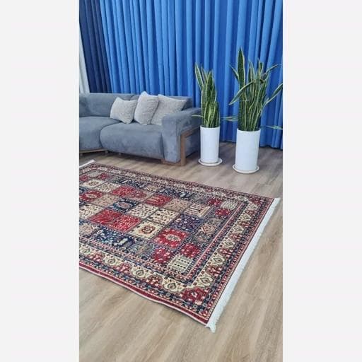 فرشینه | فرش چاپی برند حسن نیا چاپی هازان ترک طرح چهارخونه سنتی 024 (پس کرایه) — تصویر ۶