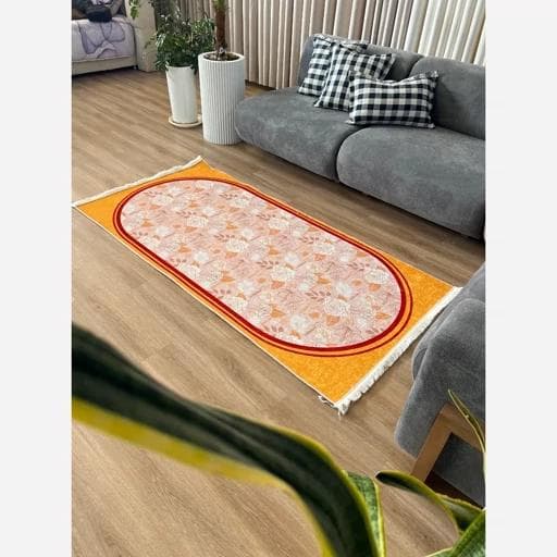 فرشینه | فرش چاپی برند حسن نیا چاپی هازان ترک طرح گل راهرویی R134 (پس کرایه) — تصویر ۲