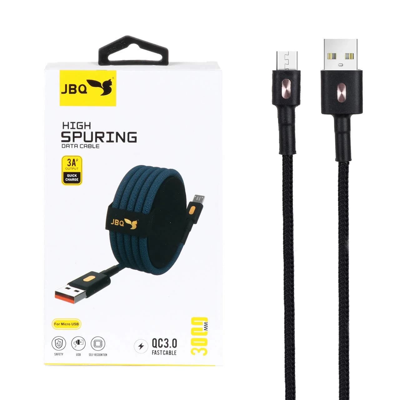 کابل شارژ 3 متری فست اندروید JBQ مدل CA-111 – مشکی (گارانتی یکساله رصاصی) — تصویر ۴