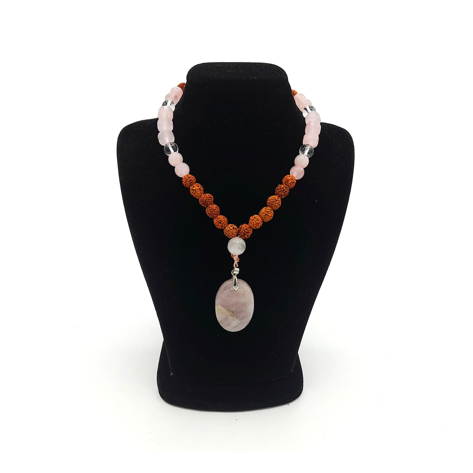 گردنبند رودراکشا و سنگ کوارتز کد 320025