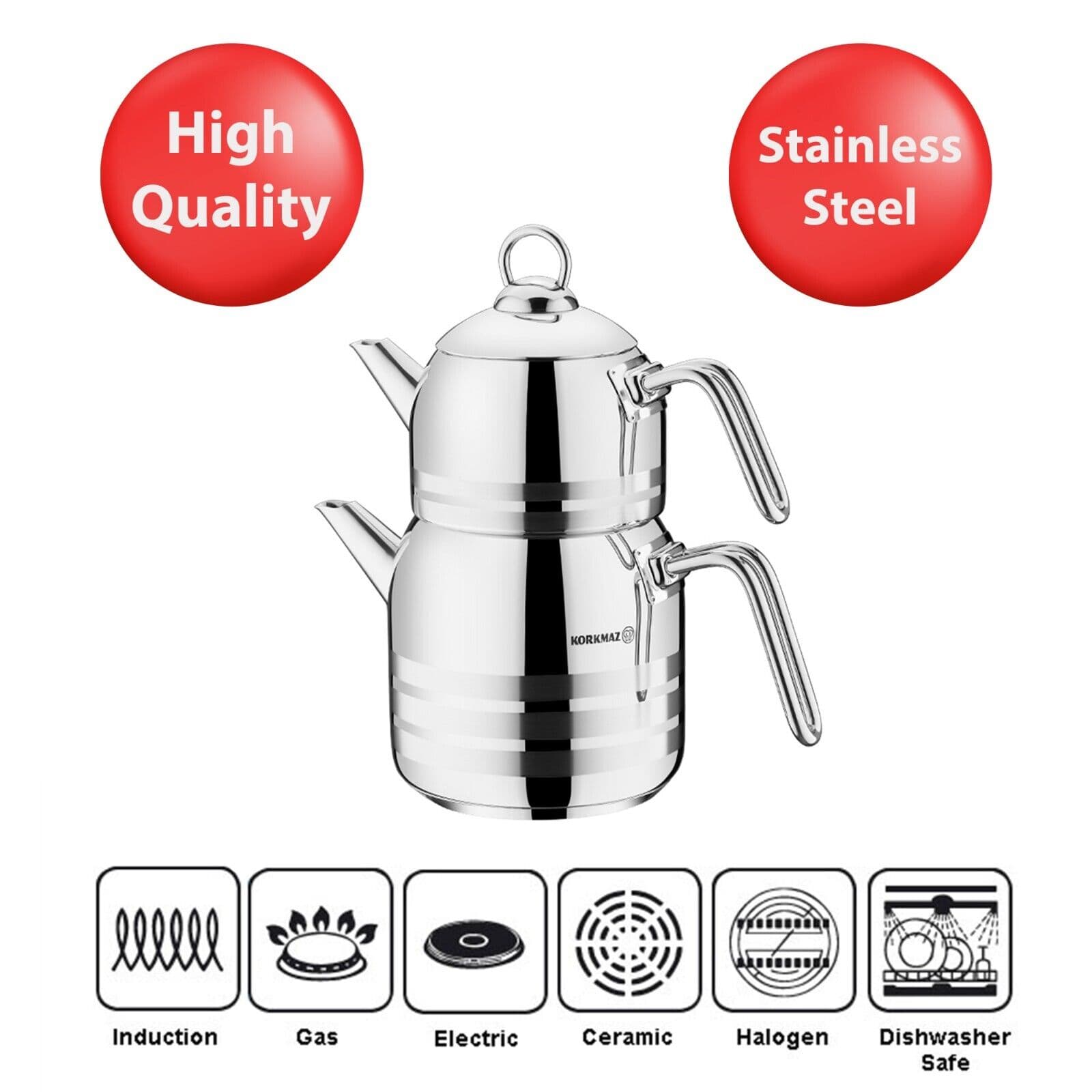 کتری و قوری مدل A199 کرکماز / KORKMAZ LARGO A199 KETTLE AND TEAPOT — تصویر ۵