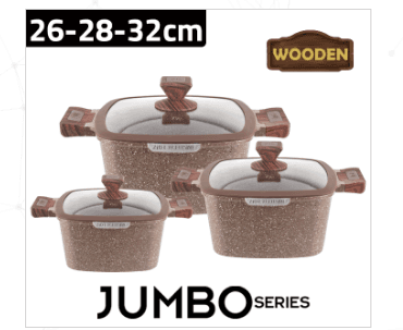 سرویس قابلمه زیو مربعی طرح جامبو 6 پارچه 8350 سایز 32 / zio z-8350-32 jumbo series