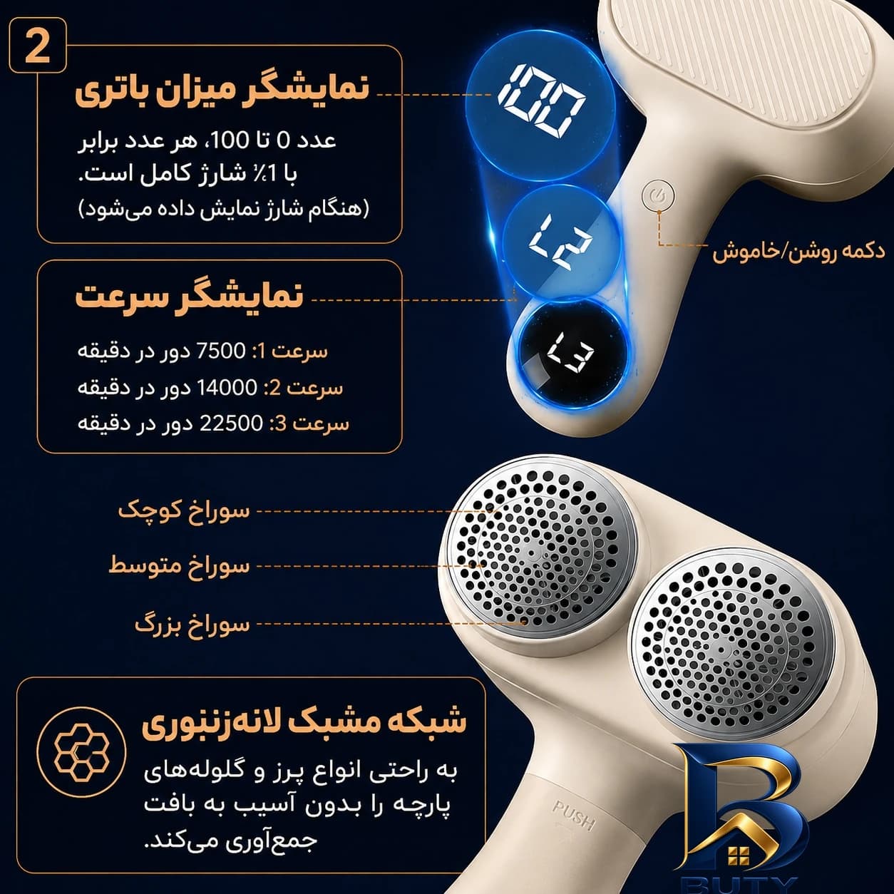 پرزگیر لباس شارژی مدل دو کاره کد ZG-T۰۱ اصل — تصویر ۳