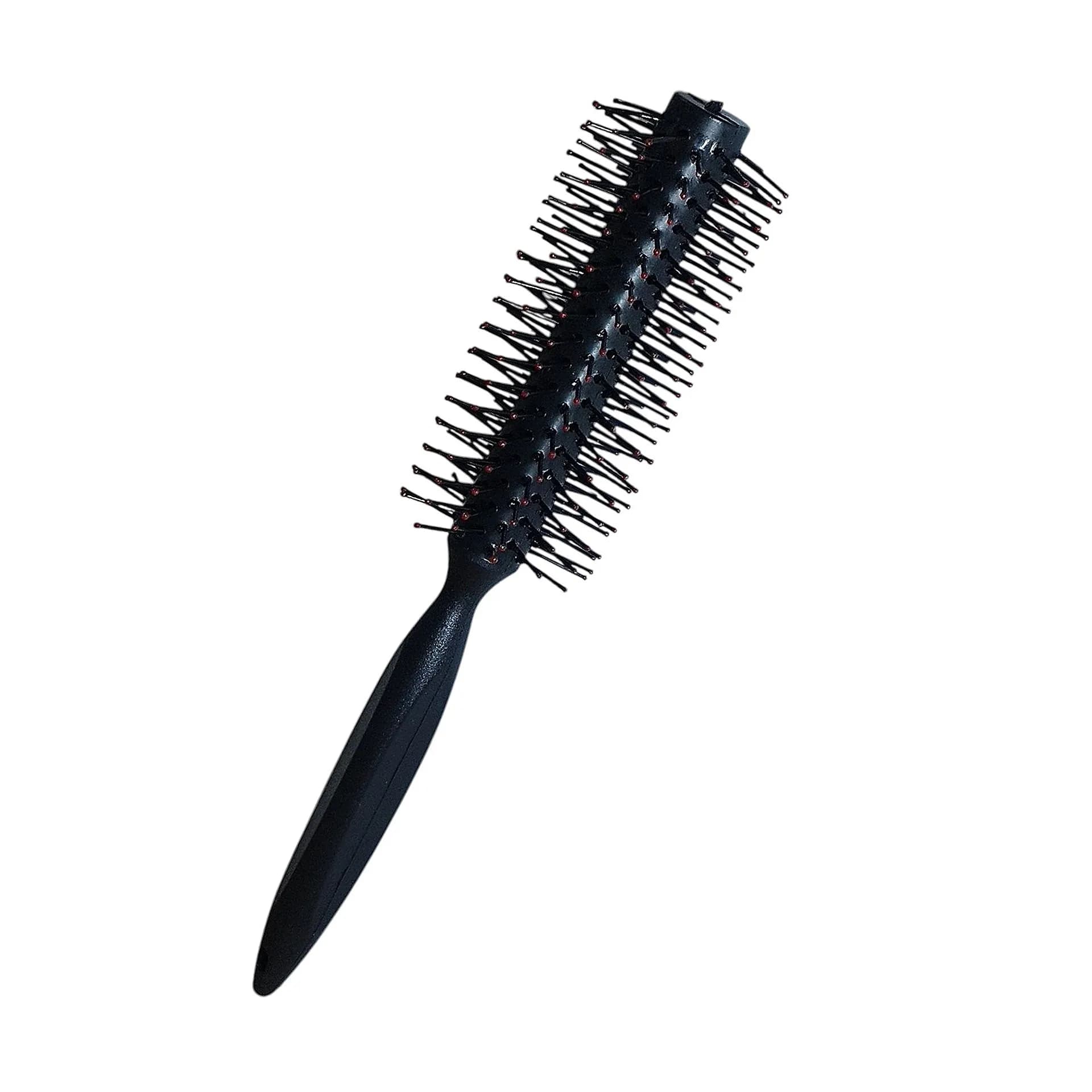 برس مو گرد نسوز کاشتی دسته پلاستیکی مشکی Hair Curling Brush گرد وکیوم — تصویر ۳