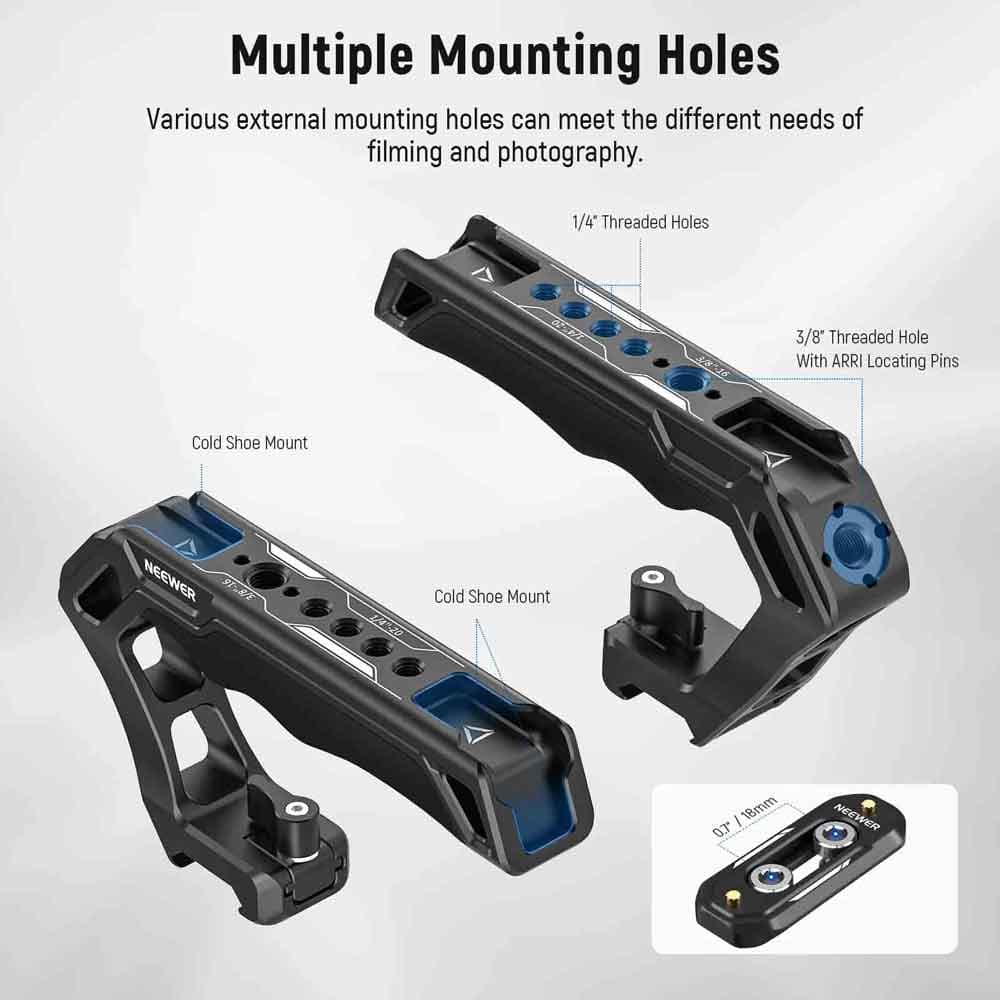 نگهدارنده کیج و تاپ هندل دوربین نیور | NEEWER QUICK RELEASE TOP HANDLE WITH NATO RAIL & CLAMP FOR CAGE CA008