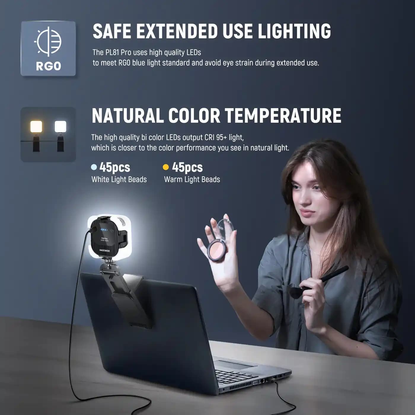 نور سلفی و بلاگری نیور | NEEWER PL81 PRO Professional LED Streaming Light — تصویر ۲
