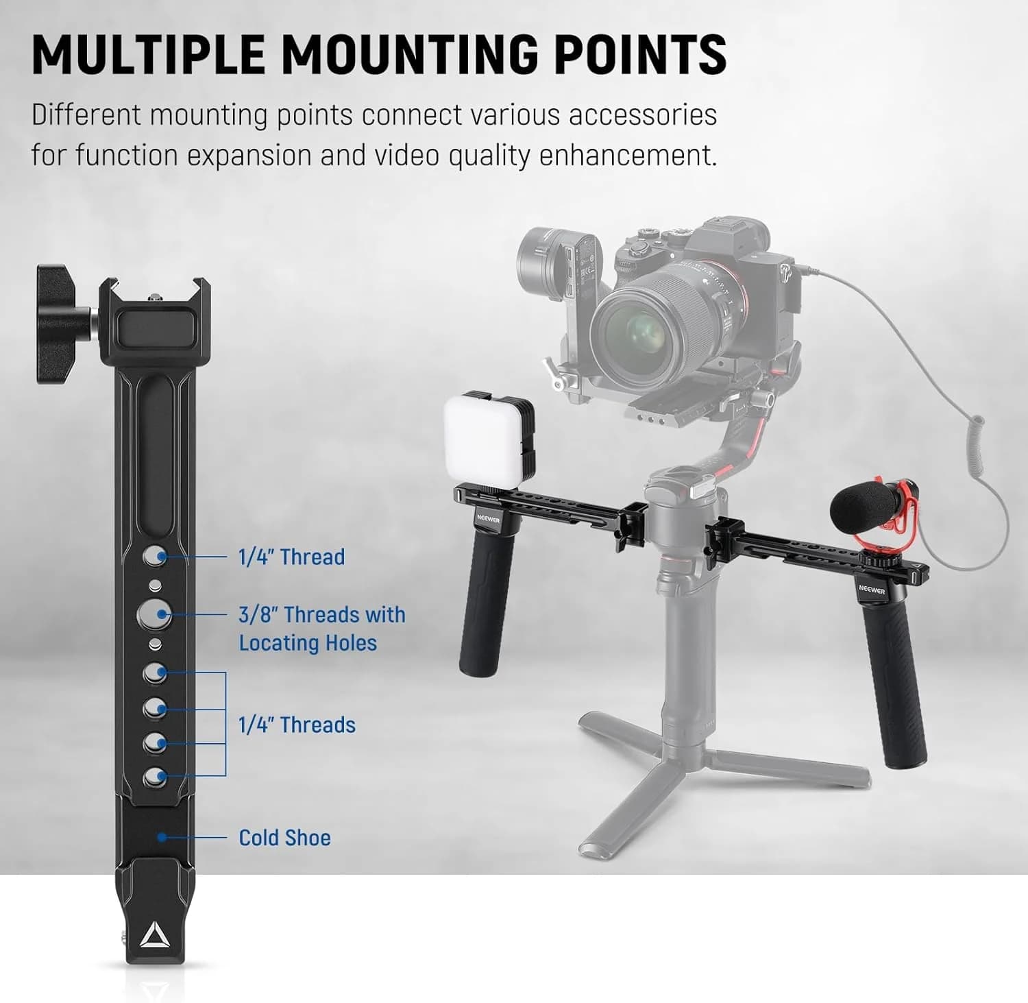 دسته دوتایی گیمبال رونین نیور | NEEWER GA006 Dual Handgrip for DJI RONIN S/SC/RS 2/RSC 2/RS 3/RS 3 PRO — تصویر ۵