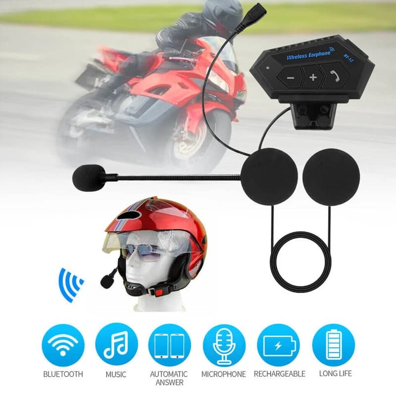 هدست بلوتوثی کلاه کاسکت مدل BT-12 با بلوتوث 5.0، استاندارد IPX6 مقاوم در برابر آب و گرد و غبار