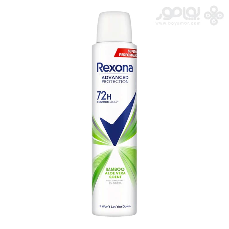 اسپری دئودورانت 72 ساعته رکسونا مدل BAMBOO & ALOE VERA حجم 200 میل