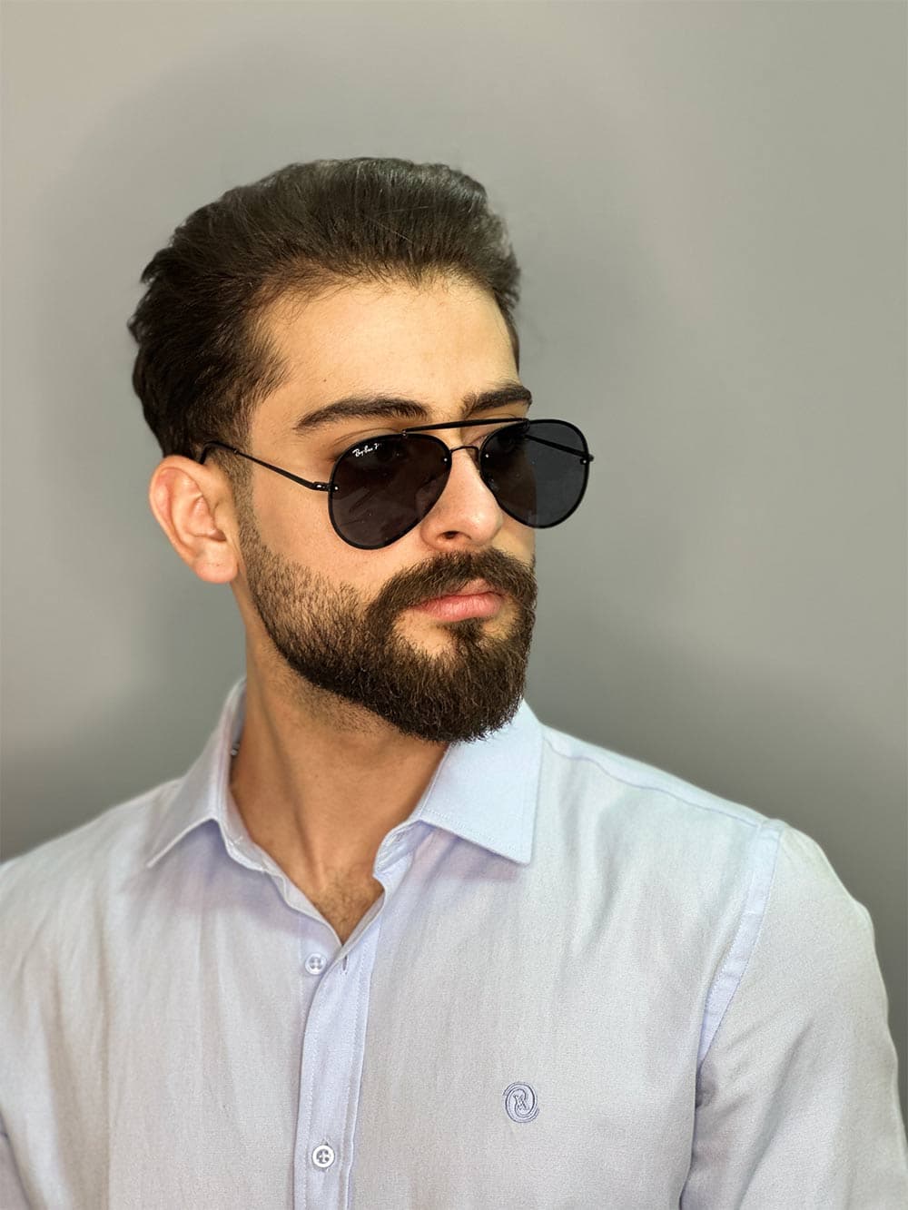 عینک آفتابی مدل خلبانی مارک ری بن مشکی پلاریزه — تصویر ۵