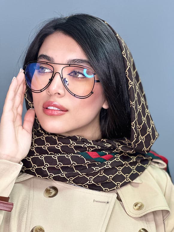 عینک طبی شیک زنانه برند گوچی مشکی خلبانی b163 — تصویر ۳