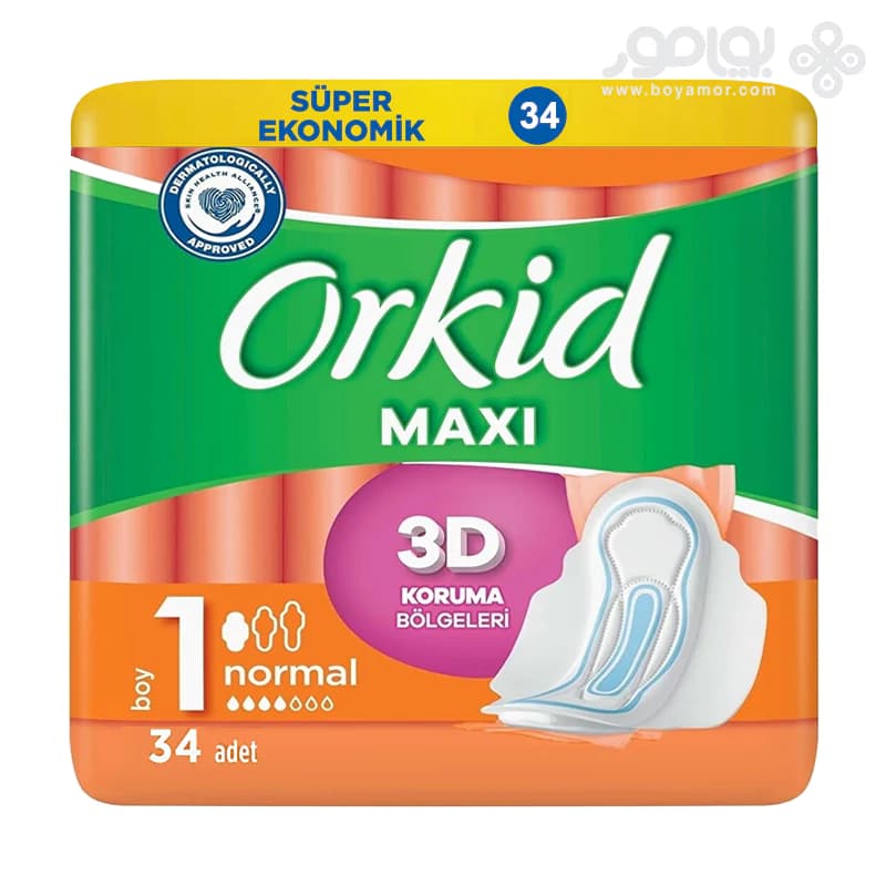 نوار بهداشتی ارکید مدل MAXI سایز NORMAL بسته 34 عددی