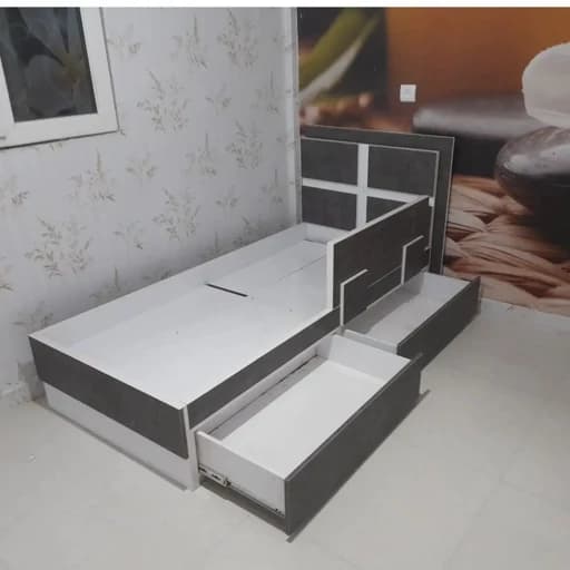 تخت خواب یک نفره دو رنگ مبلمان فرنا مدل 1142113