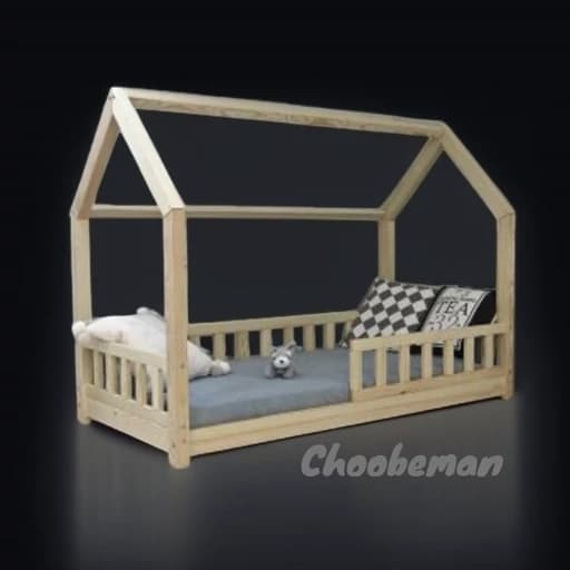 تخت خواب کلبه ای کودک چوبی مناسب تشک 70-130 مبلمان فرنا مدل 1142049