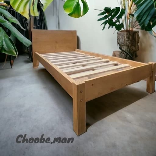 تخت خواب ساده تمام چوب یک نفره مناسب تشک 100-200 مبلمان فرنا مدل 1142047
