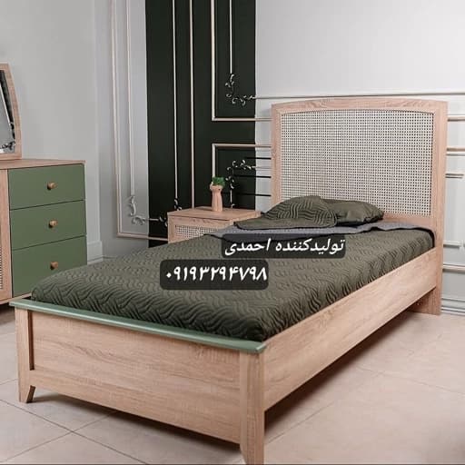 تخت خواب نوجوان حصیری چوبی مبلمان فرنا مدل 1142025