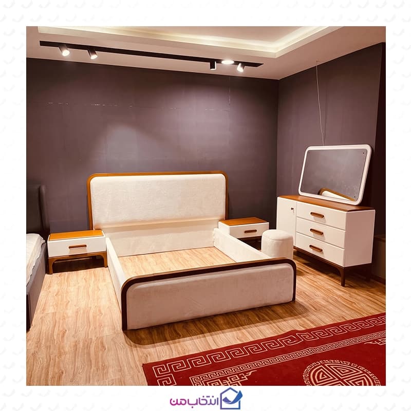 سرویس خواب دو نفره 160 ماکا چوب مدل روژین مبلمان فرنا مدل 1142008 — تصویر ۲