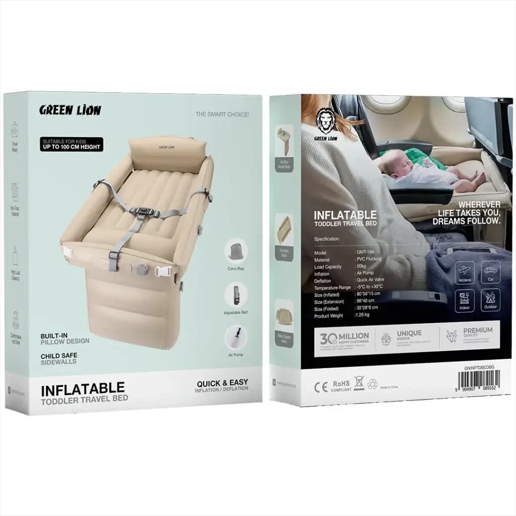 تشک بادی نوزاد گرین لاین Inflatable Toddler Travel Bed | همراه پمپ شارژی مبلمان فرنا مدل 1141998 — تصویر ۳