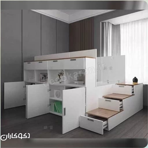 تخت خواب پله دار همراه با کتابخانه F40036 مبلمان فرنا مدل 1141939